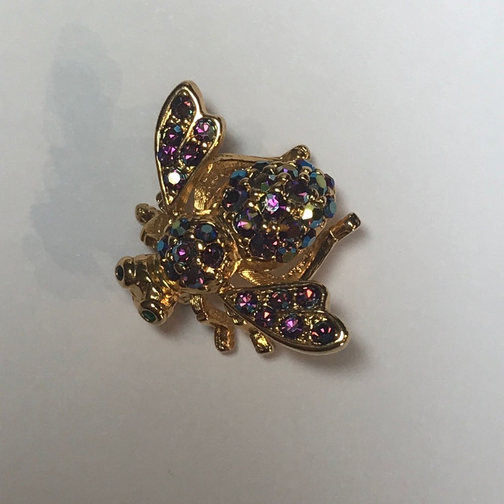 Joan Rivers gold Bee brooch aurora borealis - Picture 4 of 8